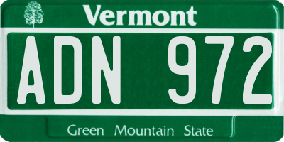VT license plate ADN972