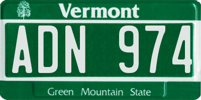 VT license plate ADN974