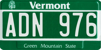 VT license plate ADN976