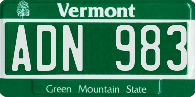 VT license plate ADN983