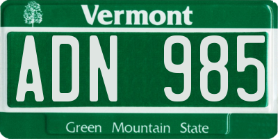VT license plate ADN985
