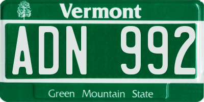 VT license plate ADN992