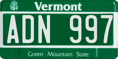 VT license plate ADN997