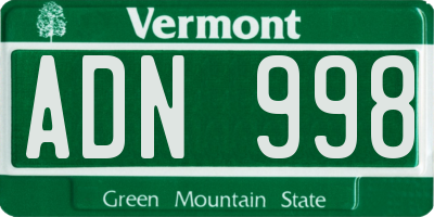 VT license plate ADN998