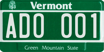 VT license plate ADO001
