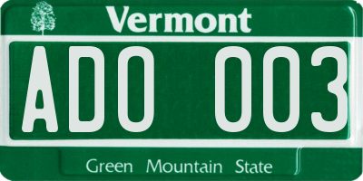 VT license plate ADO003