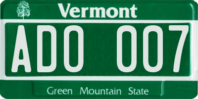 VT license plate ADO007