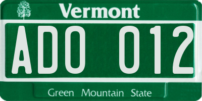 VT license plate ADO012
