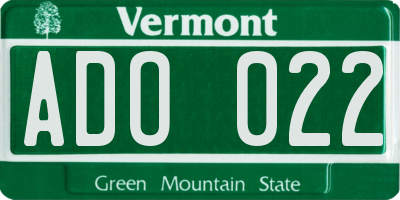 VT license plate ADO022