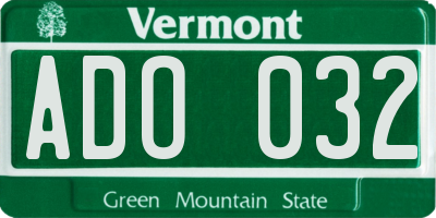 VT license plate ADO032