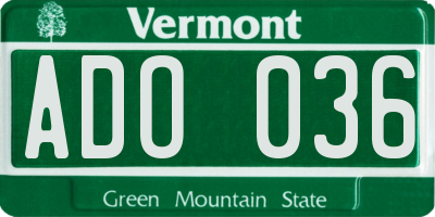 VT license plate ADO036