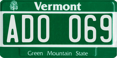 VT license plate ADO069