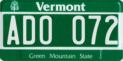 VT license plate ADO072