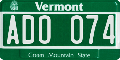VT license plate ADO074