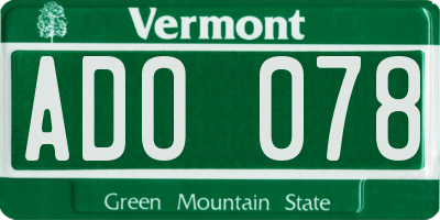 VT license plate ADO078