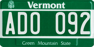 VT license plate ADO092