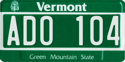VT license plate ADO104