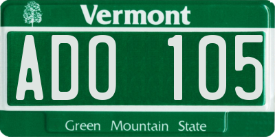 VT license plate ADO105