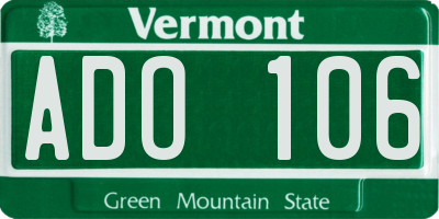 VT license plate ADO106