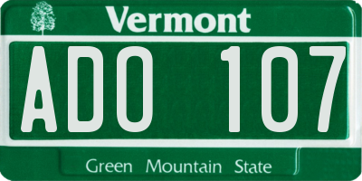VT license plate ADO107