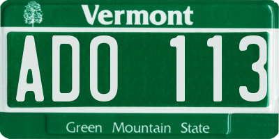 VT license plate ADO113