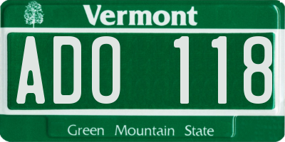 VT license plate ADO118