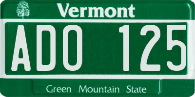 VT license plate ADO125