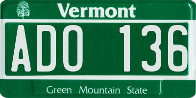 VT license plate ADO136