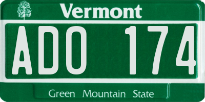 VT license plate ADO174