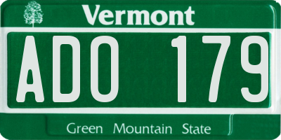 VT license plate ADO179