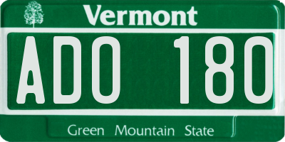 VT license plate ADO180
