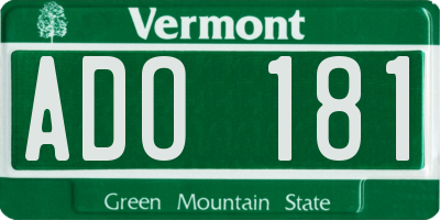 VT license plate ADO181
