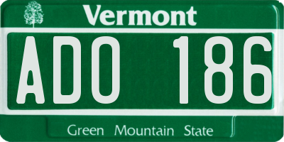 VT license plate ADO186