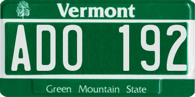 VT license plate ADO192