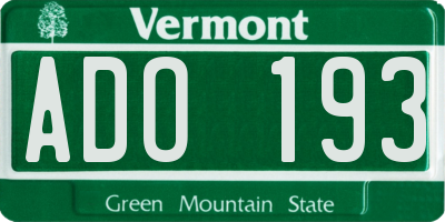 VT license plate ADO193
