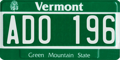 VT license plate ADO196
