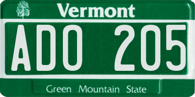 VT license plate ADO205