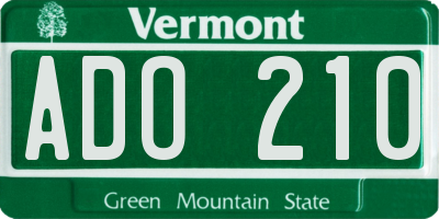 VT license plate ADO210