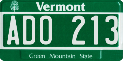VT license plate ADO213