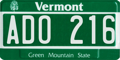 VT license plate ADO216