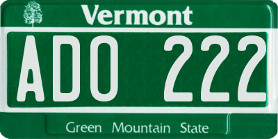 VT license plate ADO222