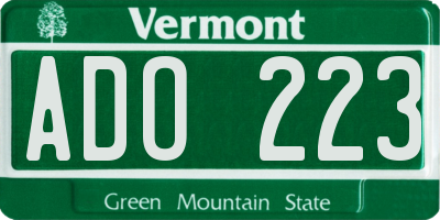 VT license plate ADO223