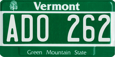 VT license plate ADO262