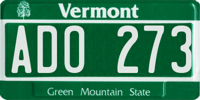 VT license plate ADO273