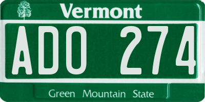 VT license plate ADO274