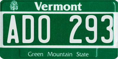 VT license plate ADO293