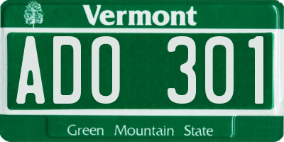 VT license plate ADO301