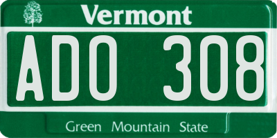 VT license plate ADO308