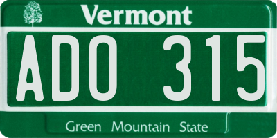 VT license plate ADO315