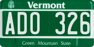 VT license plate ADO326